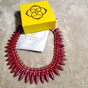 Kendra Scott Lazarus Rose Gold Statement Necklace in Maroon Marbled Acrylic